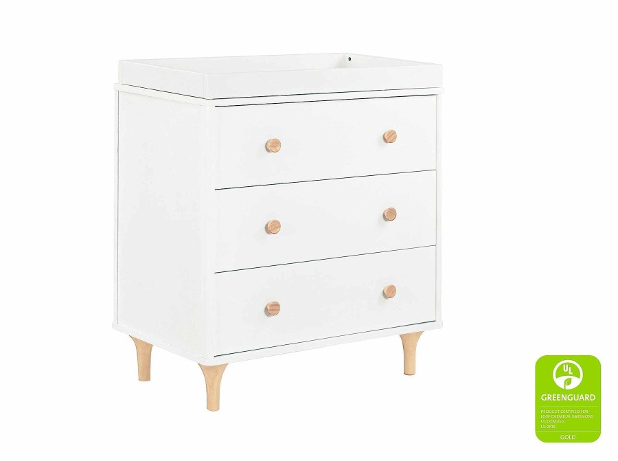 Nursery Babyletto Dressers & Changers | Babyletto Lolly 3-Drawer Dresser With Removable Changing Tray White And Natural