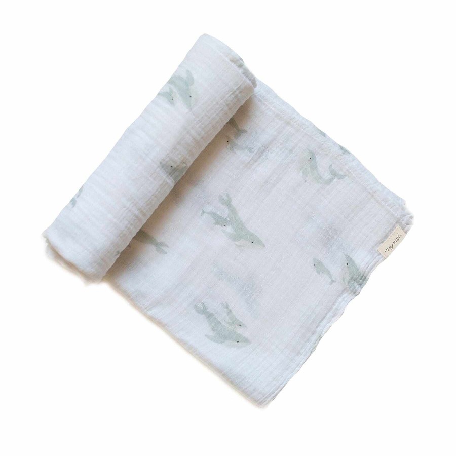 Bath & Clothing Pehr Baby Swaddles & Washcloths | Pehr Follow Me Whale Organic Cotton Swaddle