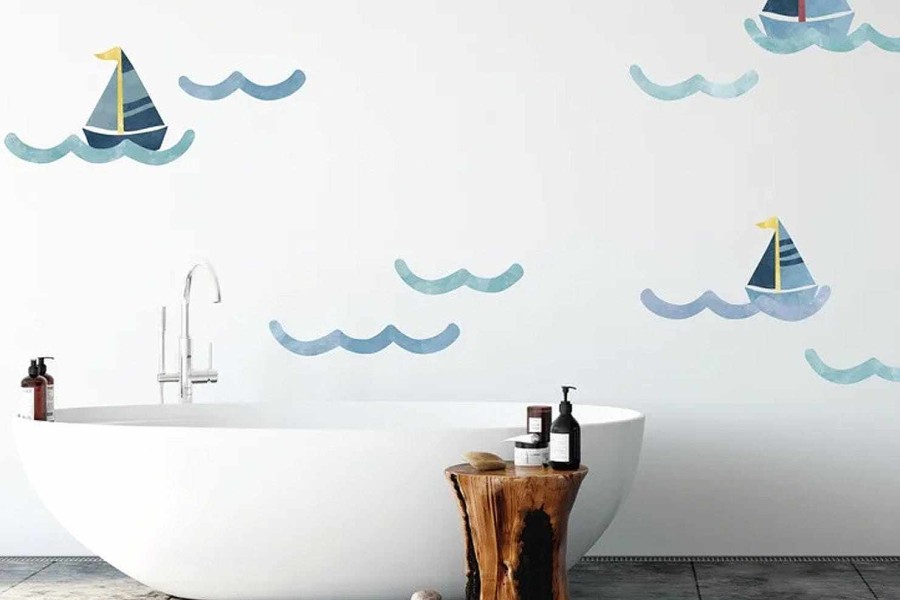 Nursery Urban Lil Wall Decals | Urban Lil Nautical Wave Fabric Wall Decal