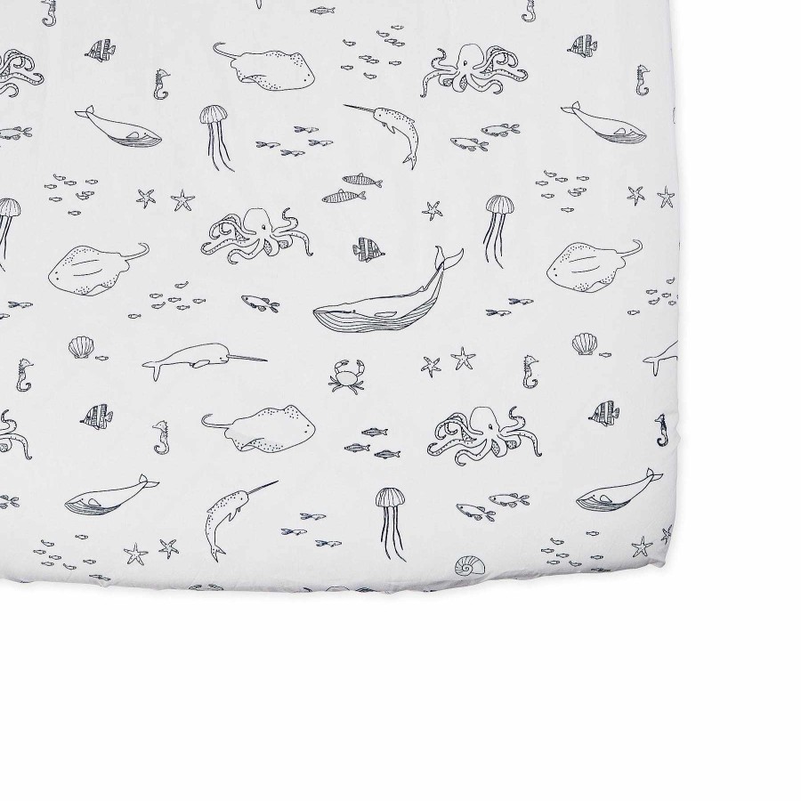 Nursery Hatchery Cribs Singapore Cot Sheets | Pehr Marine Life Aquatic Organic Cotton Crib Sheet