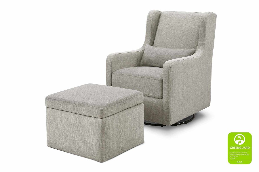 Nursery DaVinci Baby Nursing Chairs | Davinci Adrian Glider With Ottoman In Eco-Performance Fabric Performance Grey Linen