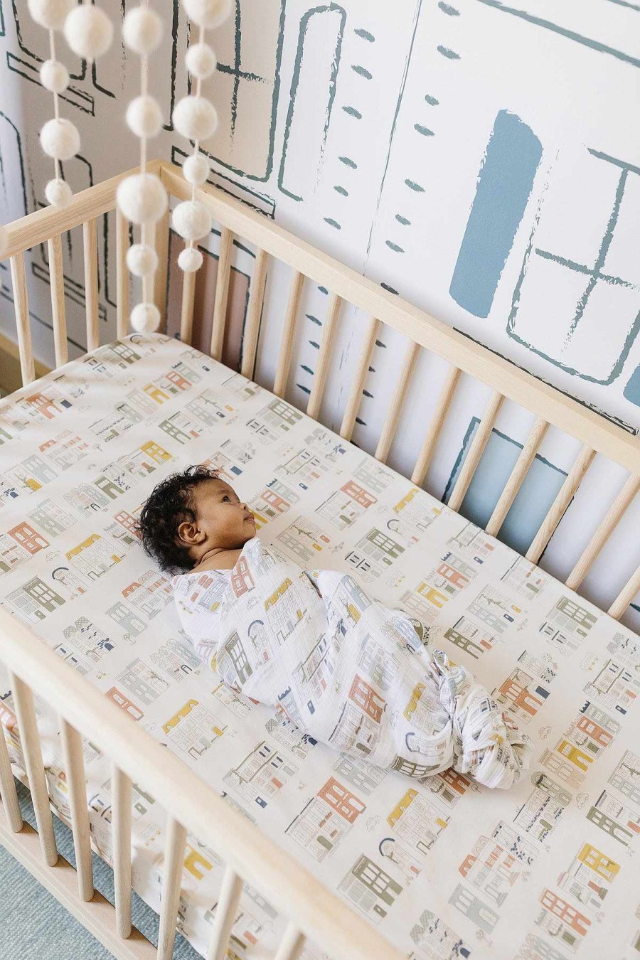 Nursery Hatchery Cribs Singapore Cot Sheets | Pehr My Neighbourhood Crib Sheet