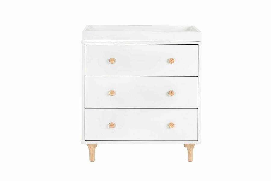 Nursery Babyletto Dressers & Changers | Babyletto Lolly 3-Drawer Dresser With Removable Changing Tray White And Natural