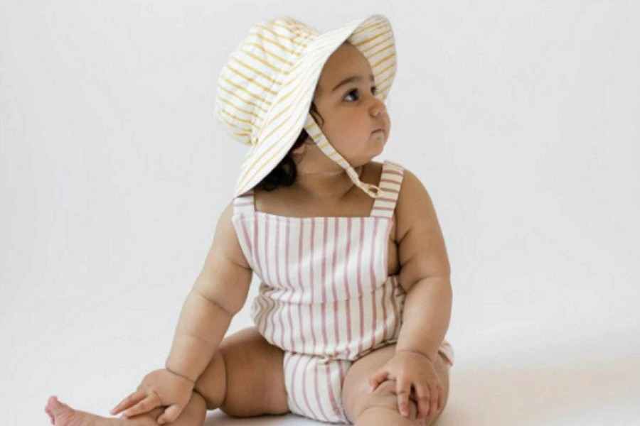 Bath & Clothing Pehr Baby Hats | Pehr Stripes Away Marigold Organic Cotton Bucket Hat