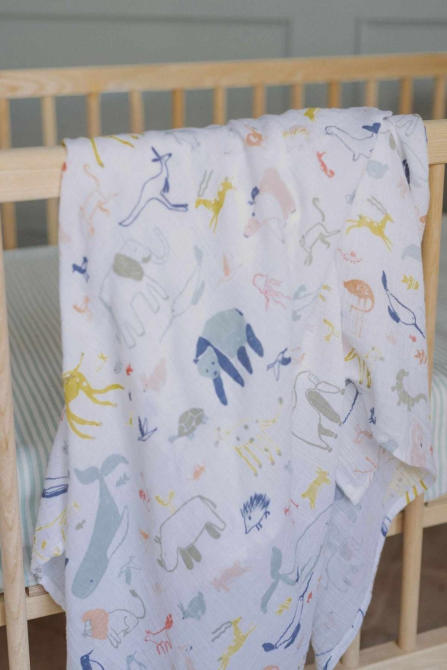 Bath & Clothing Pehr Baby Swaddles & Washcloths | Pehr Into The Wild Organic Cotton Swaddle