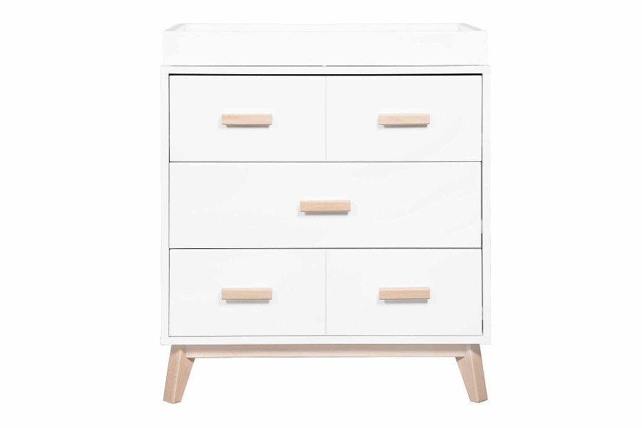 Nursery Babyletto Dressers & Changers | Babyletto Scoot 3-Drawer Dresser With Removable Changing Tray White And Washed